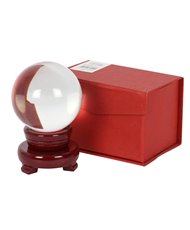 8cm Glass Crystal Ball on Wooden Base