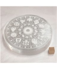 Selenite 10cm Round Charging Plate - Zodiac