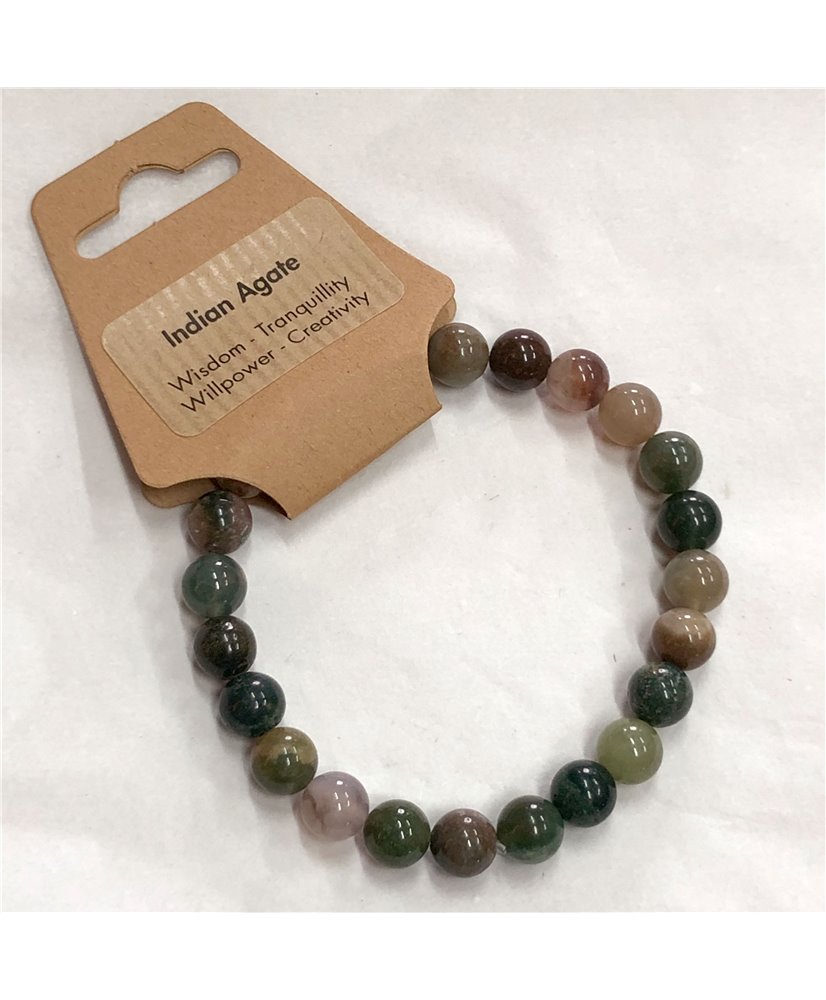Indian Agate 8mm Round Bead Stretch Bracelets