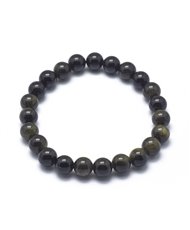 Obsidian Golden Sheen 8mm Round Bead Stretch Bracelets