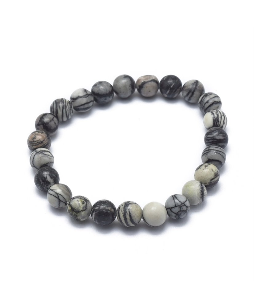 Spiderweb Jasper 8mm Round Bead Stretch Bracelets
