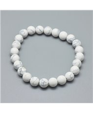 White Howlite 8mm Round Bead Stretch Bracelet