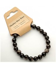 Obsidian Silver Sheen 8mm Round Bead Stretch Bracelet