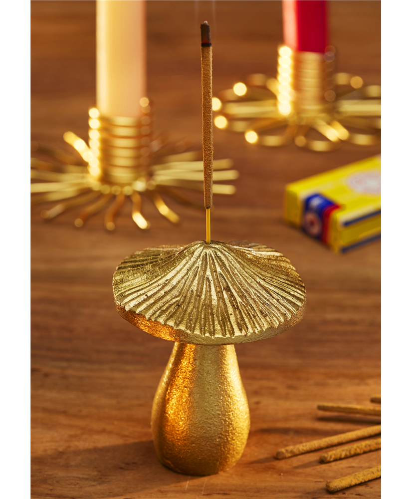 Brass Mushroom Incense Holder