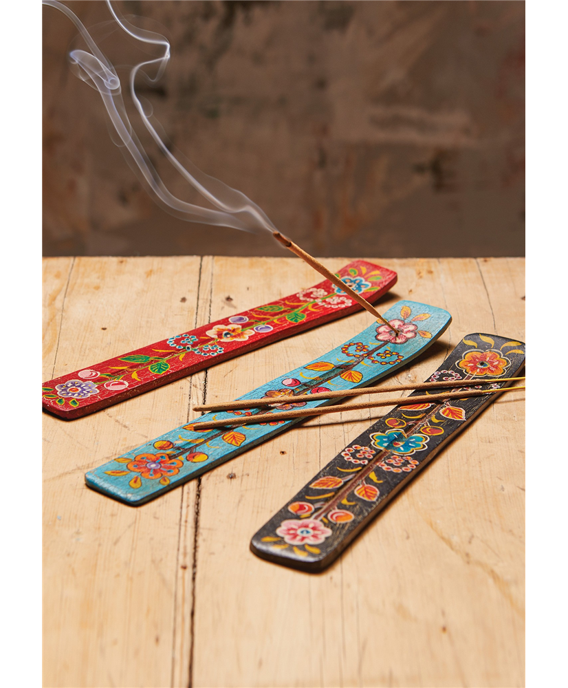 Hand painted Wooden Incense Holder