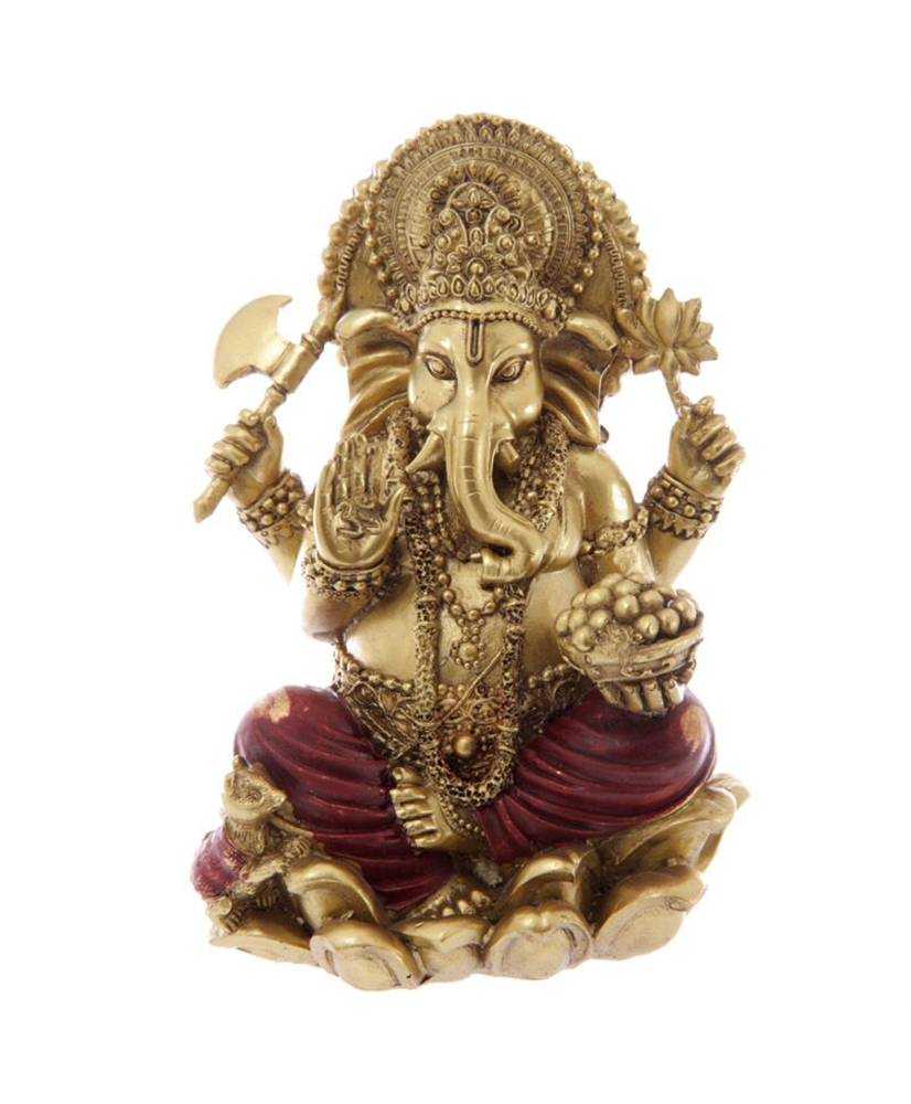 Gold & Red Ganesh Statue 16cm