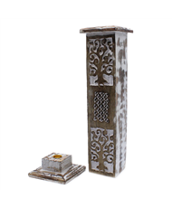 White Washed Incense Holder - Smoke Tower