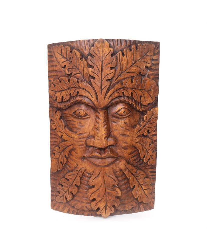 Natural Acacia Wood Green Man Decoration