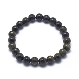 Obsidian Golden Sheen 8mm Round Bead Stretch Bracelets