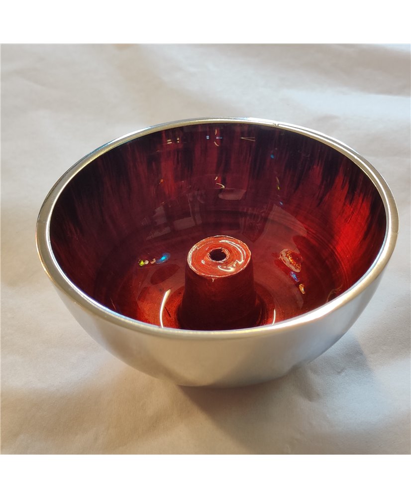 Red Enamelled Recycled Aluminium Incense Holder