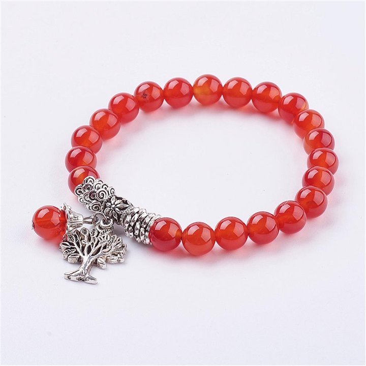 Carnelian 8mm Bracelet with Tree of Life Charm