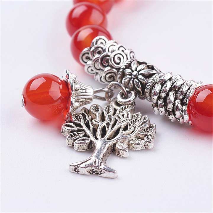 Carnelian 8mm Bracelet with Tree of Life Charm