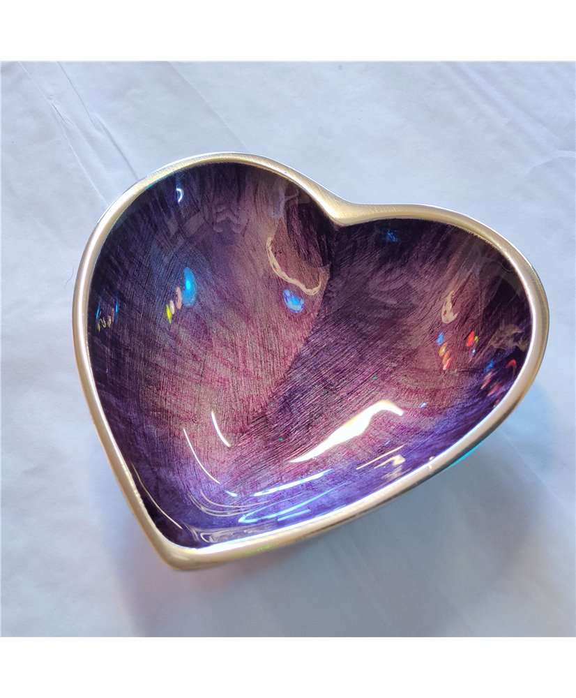 Purple Enamelled Heart Dish - Recycled Aluminium
