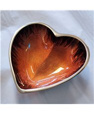 Orange Enamelled Heart Dish - Recycled Aluminium