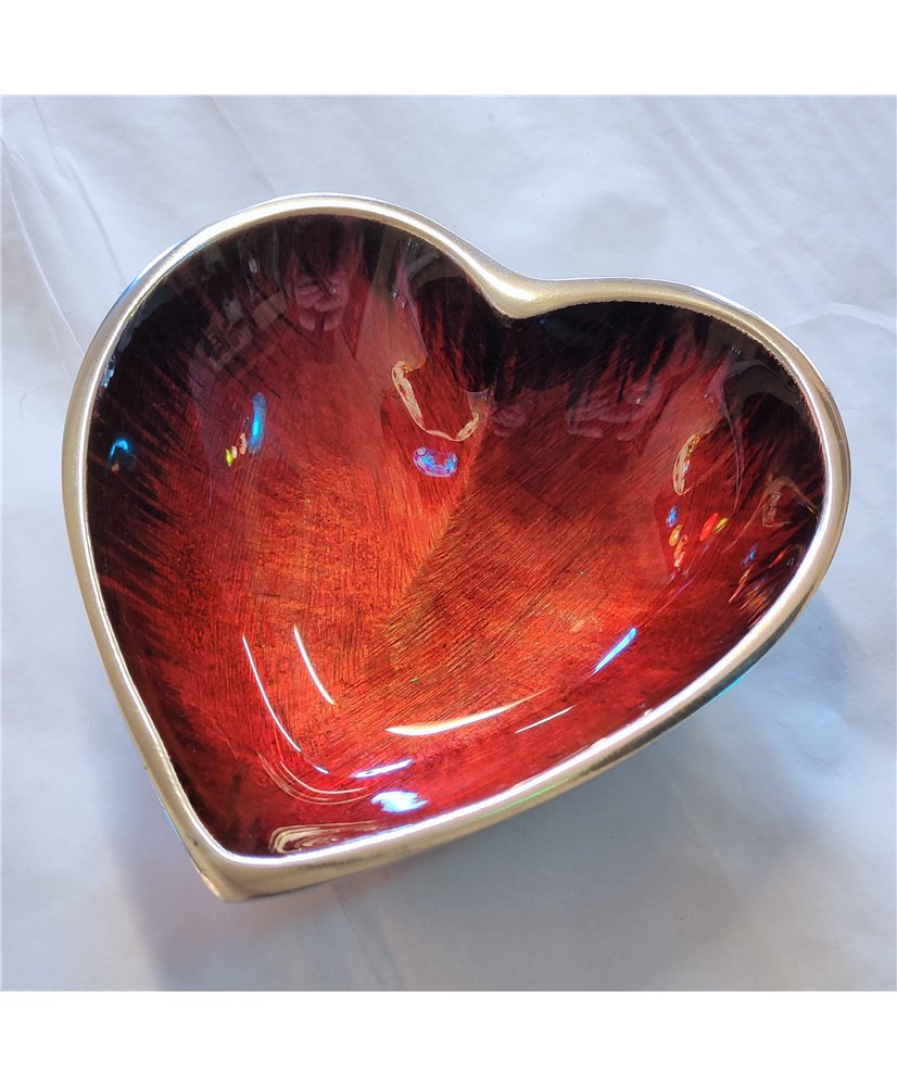 Red Enamelled Heart Dish - Recycled Aluminium