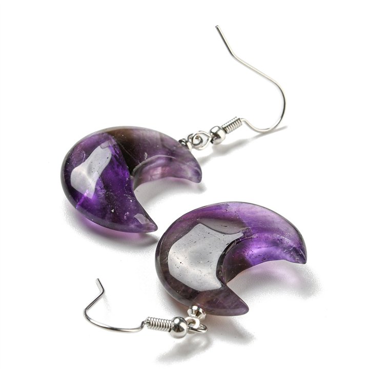 Gemstone Moon Earrings