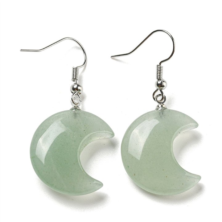 Gemstone Moon Earrings