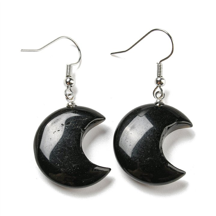 Gemstone Moon Earrings