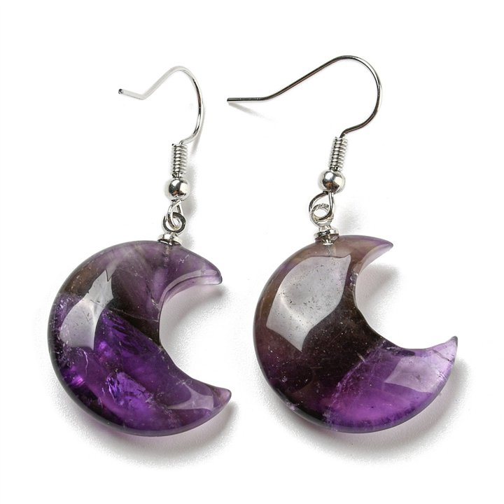 Gemstone Moon Earrings