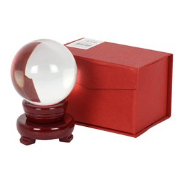 8cm Glass Crystal Ball on Wooden Base