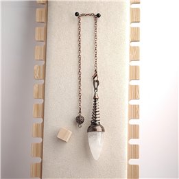 Snow Quartz Dowsing Pendulum with Copper Spiral