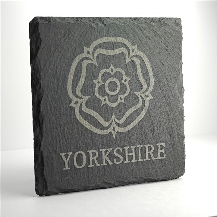 Yorkshire Rose Slate Coaster 10cm