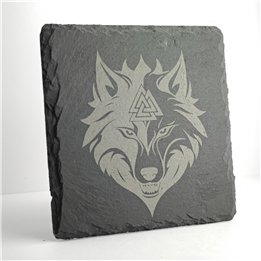 Wolf and Valknut Slate Coaster 10cm