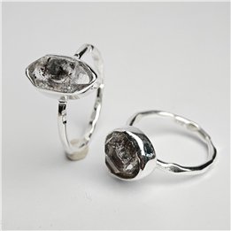 Herkimer Diamond Sterling Silver Ring – Natural Rough Stone