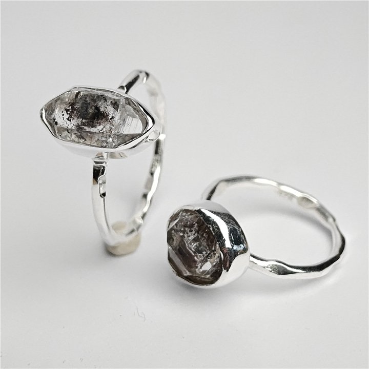 Herkimer Diamond Sterling Silver Ring – Natural Rough Stone
