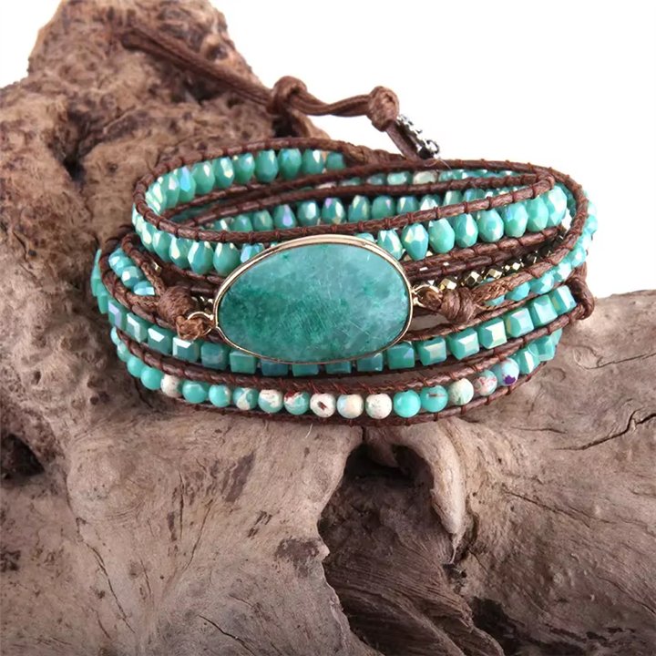 Amazonite Boho Wrap Bracelet