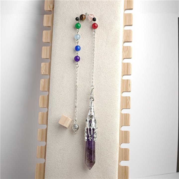 Amethyst & Chakra Beads Point Dowsing Pendulum