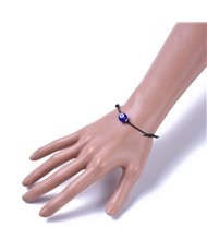 Bracelet with Handmade Lampwork Evil Eye Round Beads 