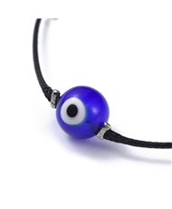Bracelet with Handmade Lampwork Evil Eye Round Beads 