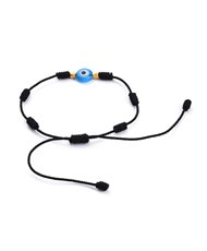 Bracelets, with Handmade Evil Eye Lampwork Beads and Brass Spacer Beads, Deep Sky Blue