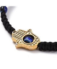 Hamsa Hand /Hand of Miriam with Evil Eye Braided Bead Bracele