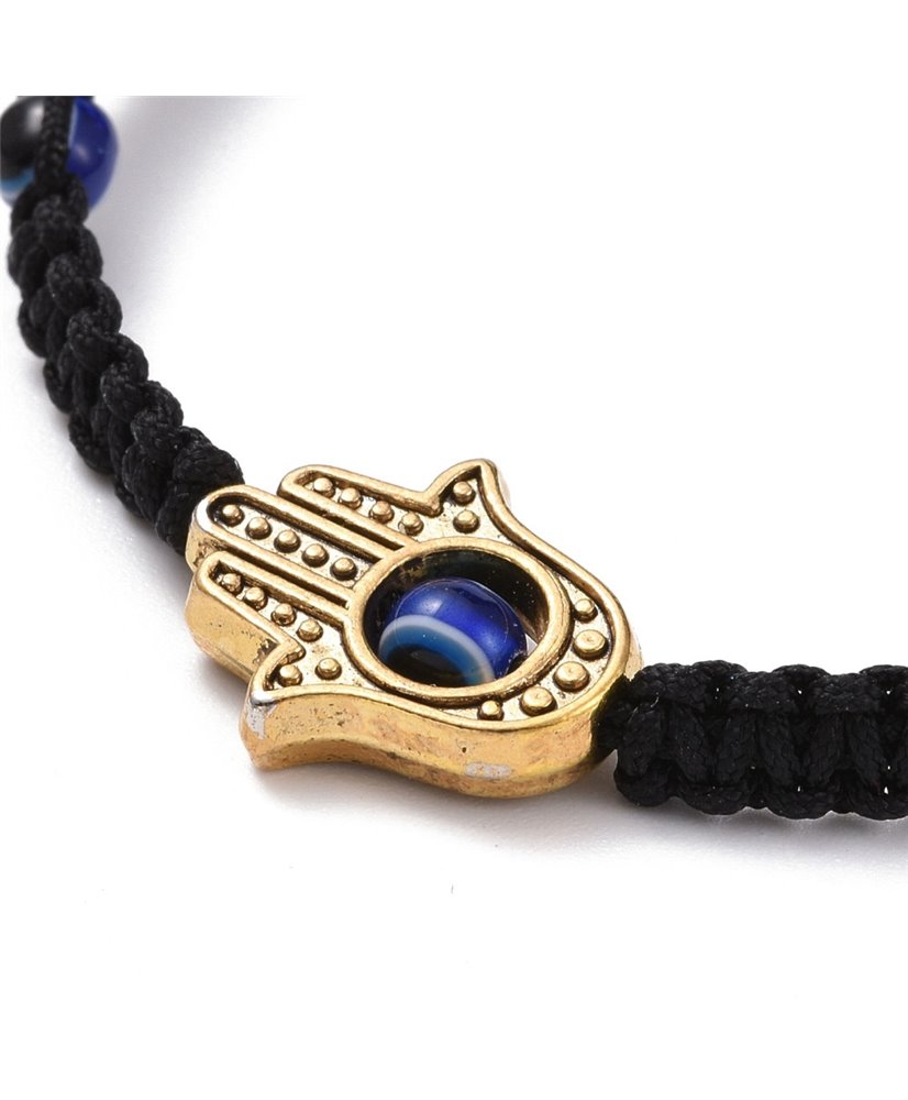 Hamsa Hand /Hand of Miriam with Evil Eye Braided Bead Bracele