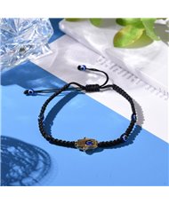 Hamsa Hand /Hand of Miriam with Evil Eye Braided Bead Bracele