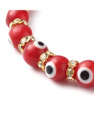 Handmade Evil Eye Lampwork Beaded Stretch Bracelets,