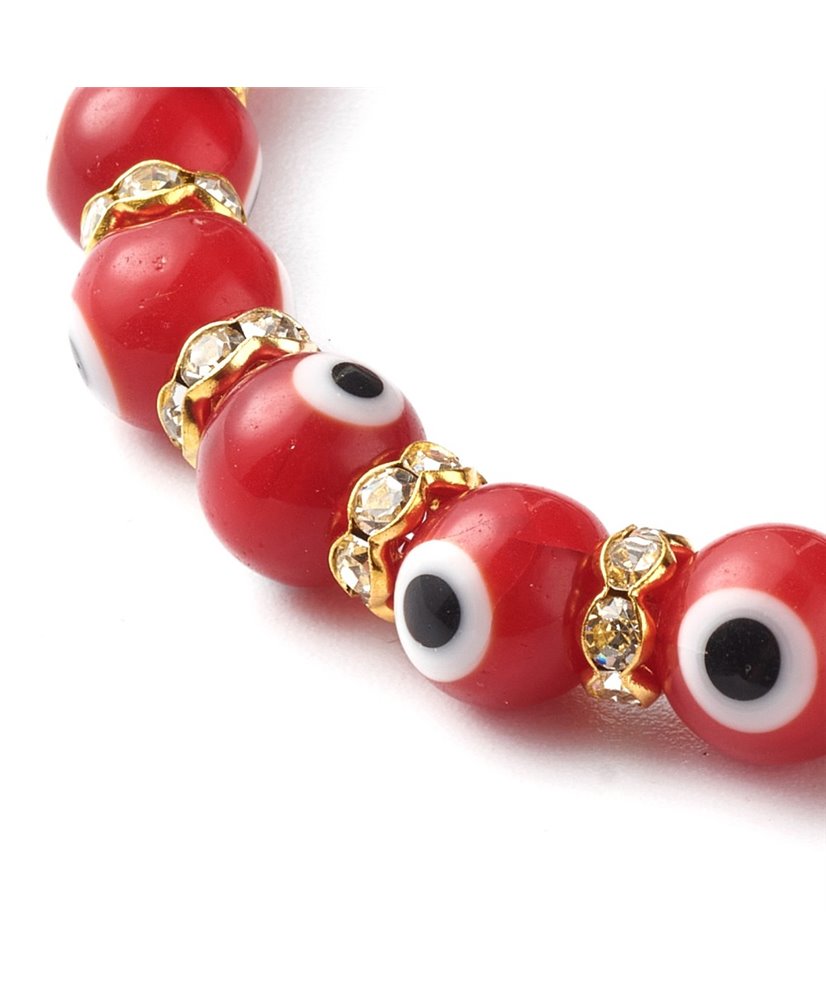 Handmade Evil Eye Lampwork Beaded Stretch Bracelets,