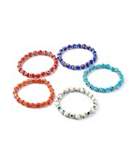 Handmade Evil Eye Lampwork Beaded Stretch Bracelets,