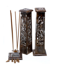Tapered Incense Tower Washed Mango Wood 30x5x5 (cm)