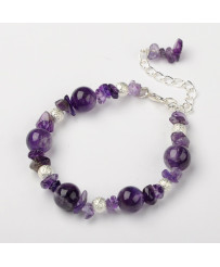 Amethyst Chip Bracelet with Round Beads