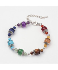 Chakra Bead Bracelet With Bead Caps
