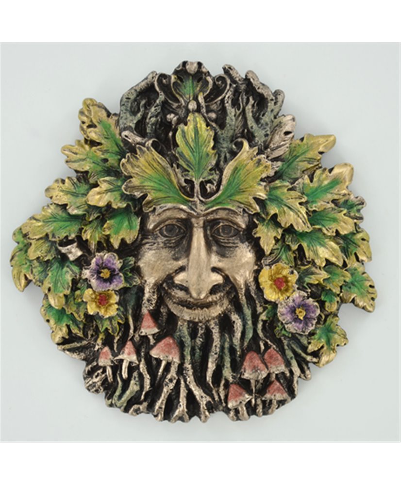 Greenman Rugosa Wall Plaque - 13cm high - Hand Painted Resin