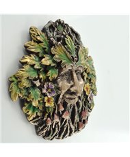 Greenman Rugosa Wall Plaque - 13cm high - Hand Painted Resin